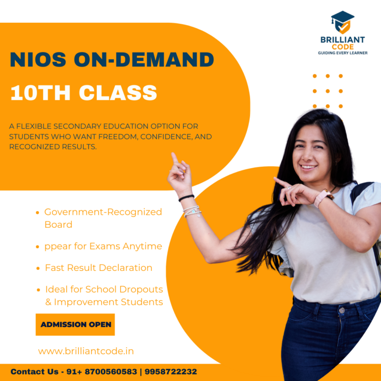 NIOS on-demand 10th class admission with flexible exam date and fast result support